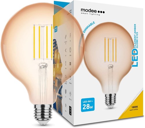 Enzo modee led globe g125 e27 4-28w 1800k filament amber dimbaar - led7490