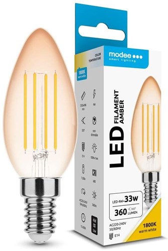Enzo modee led kaars e14 4-33w 1800k filament amber - led7400