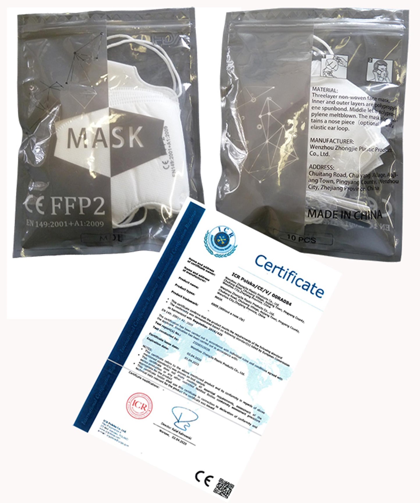 Mondkapjes kn95 10stuks ffp2(uitwasbaar)