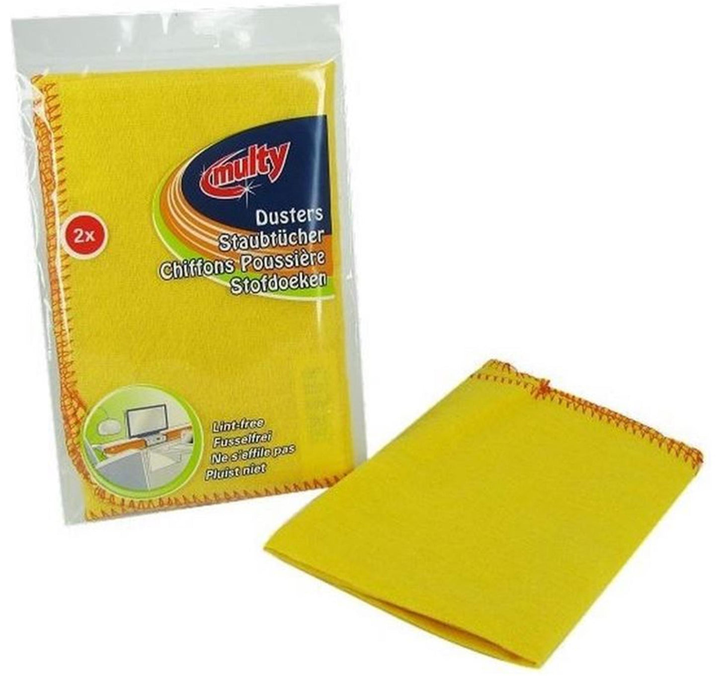 Stofdoeken geel 40 x 40 cm set - 2 stuks - multy