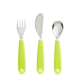 Munchkin kinderbestek - splash kleuter besteksetje - vork, mes en lepel - set van 3 - kinderbestekset - kleur groen - vanaf 18 maanden - afbeelding 1