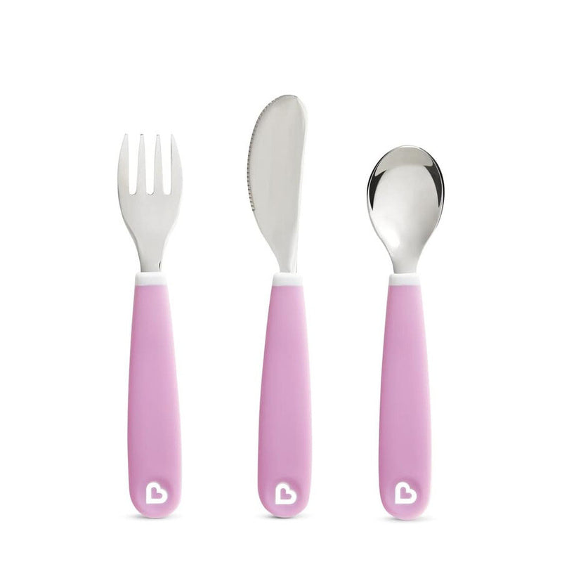 Munchkin kinderbestek - splash kleuter besteksetje - vork, mes en lepel - set van 3 - kinderbestekset - kleur paars- vanaf 18 maanden