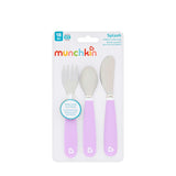 Munchkin kinderbestek - splash kleuter besteksetje - vork, mes en lepel - set van 3 - kinderbestekset - kleur paars- vanaf 18 maanden - afbeelding 2