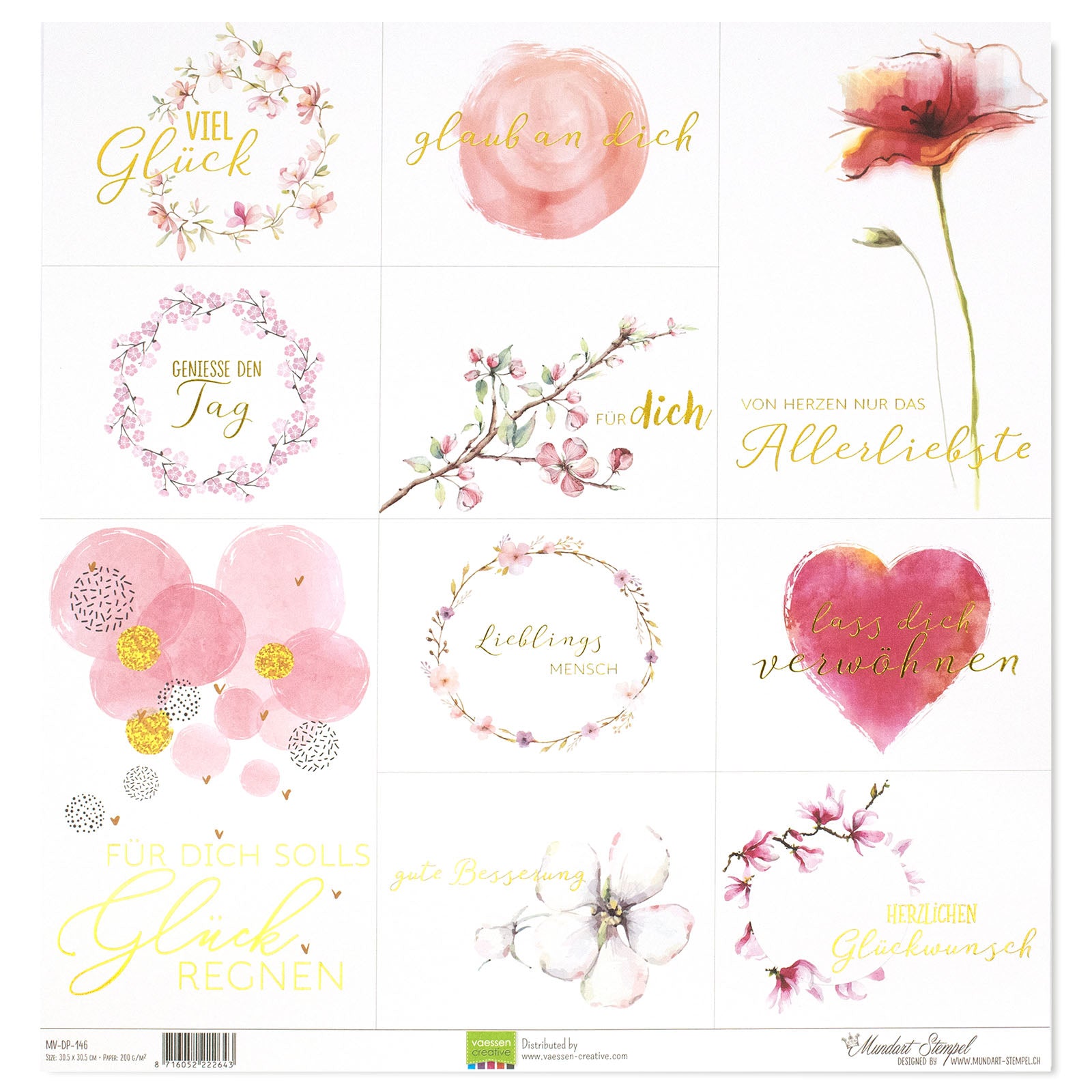 Mundart stempel • papier labels duitse tekst glück