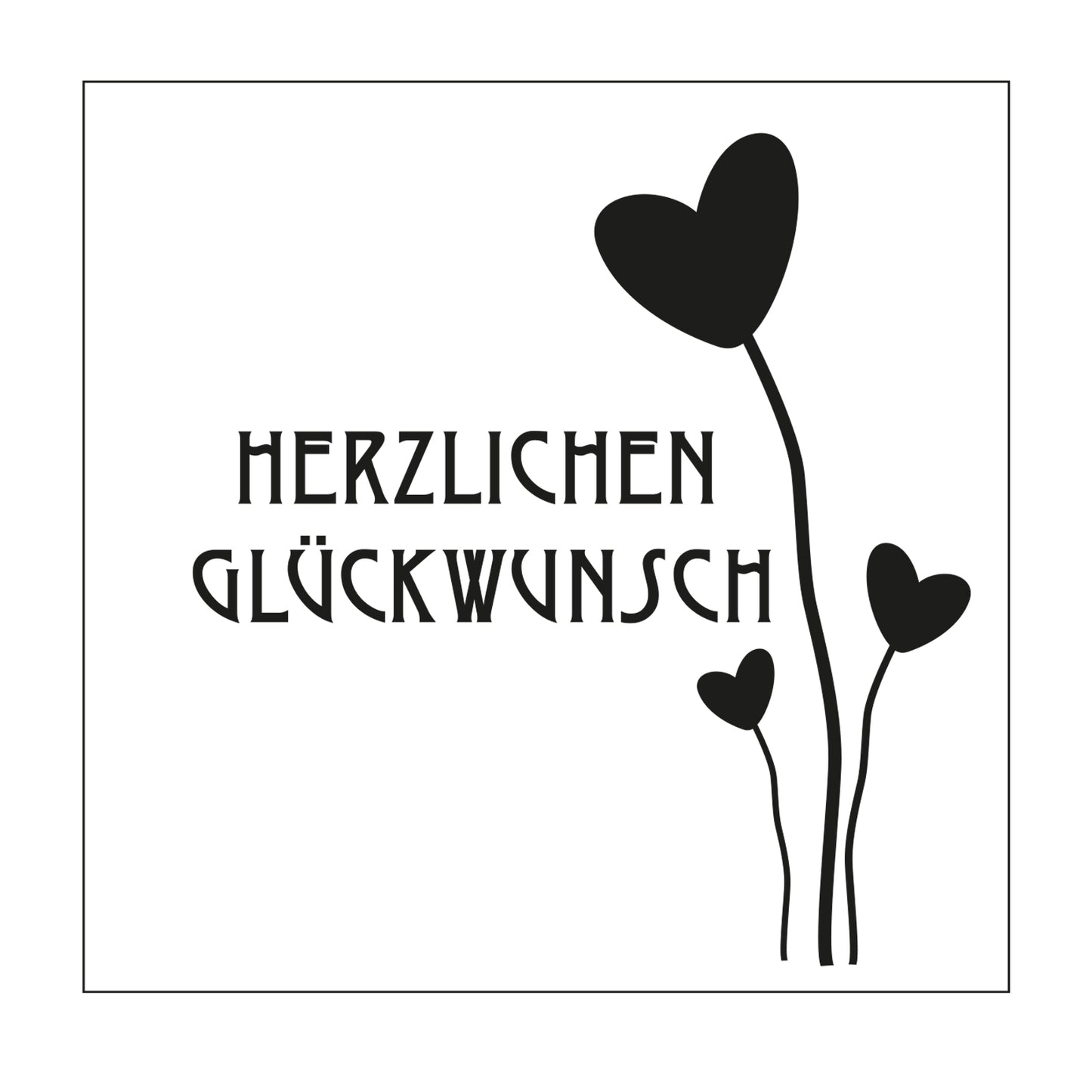 Mundart stempel • stencil duitse tekst herzlichen glückwunsch