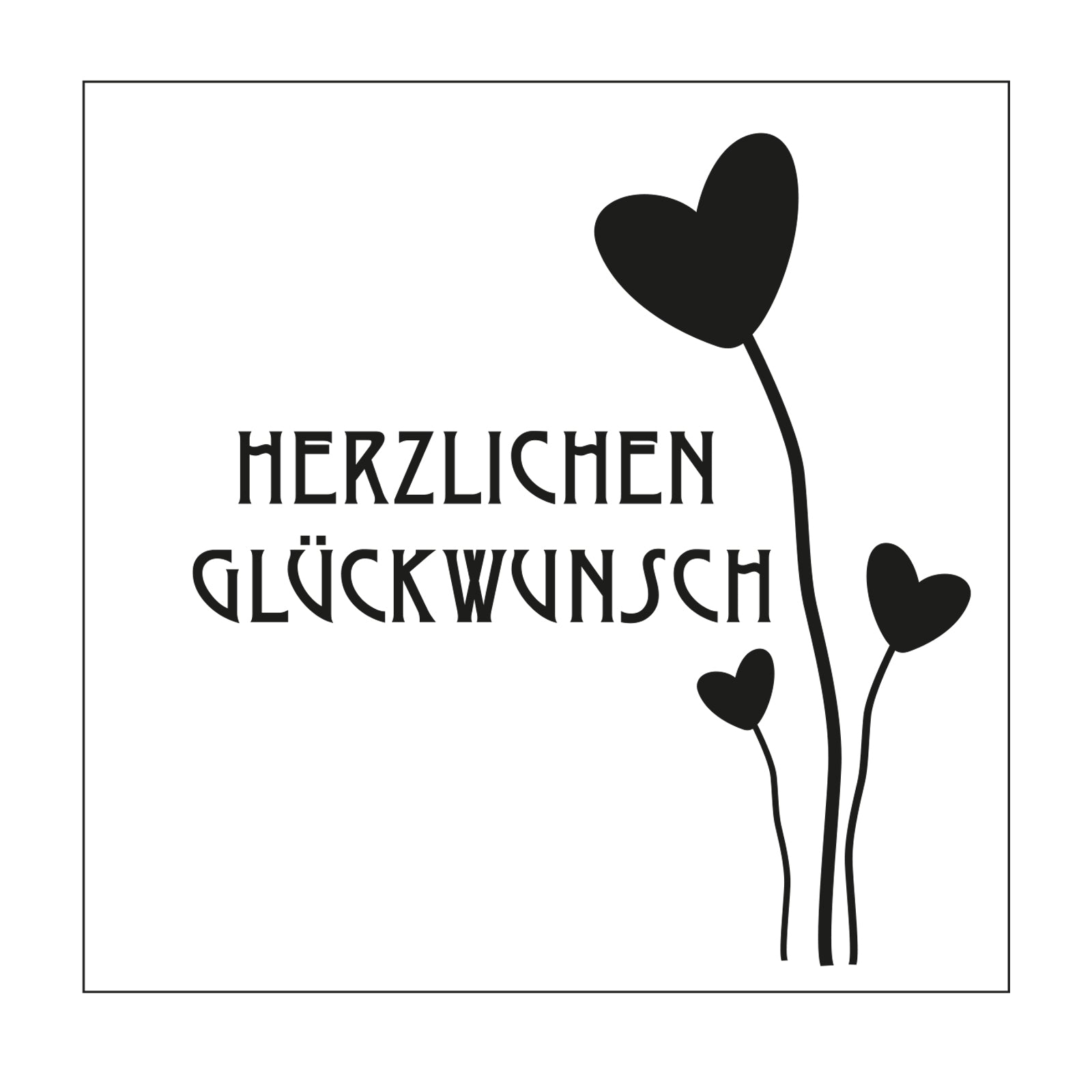 Mundart stempel • stencil duitse tekst herzlichen glückwunsch