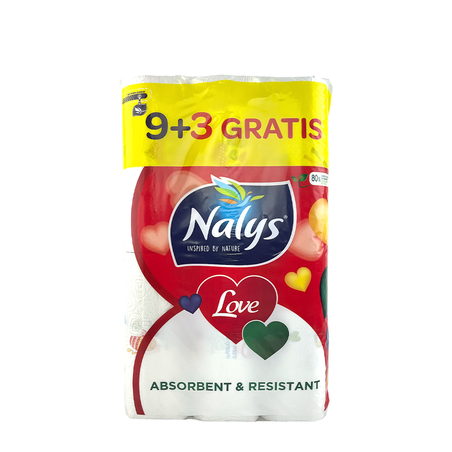 Nalys keukenrol love 2-laags 12 stuks