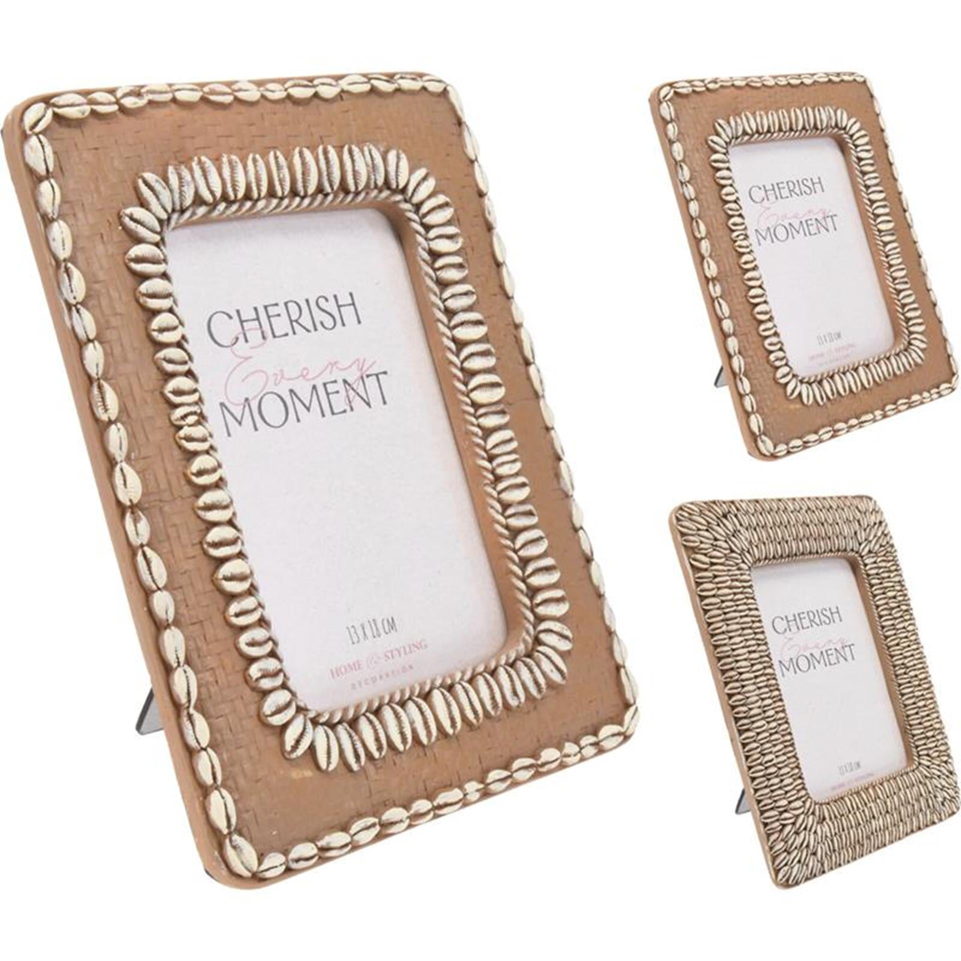 Cosydecor fotolijst polyresin met schelpjes 26x21