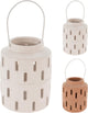 Cosydecor lantaarn dolomite met metalen handvat ø10xh13cm