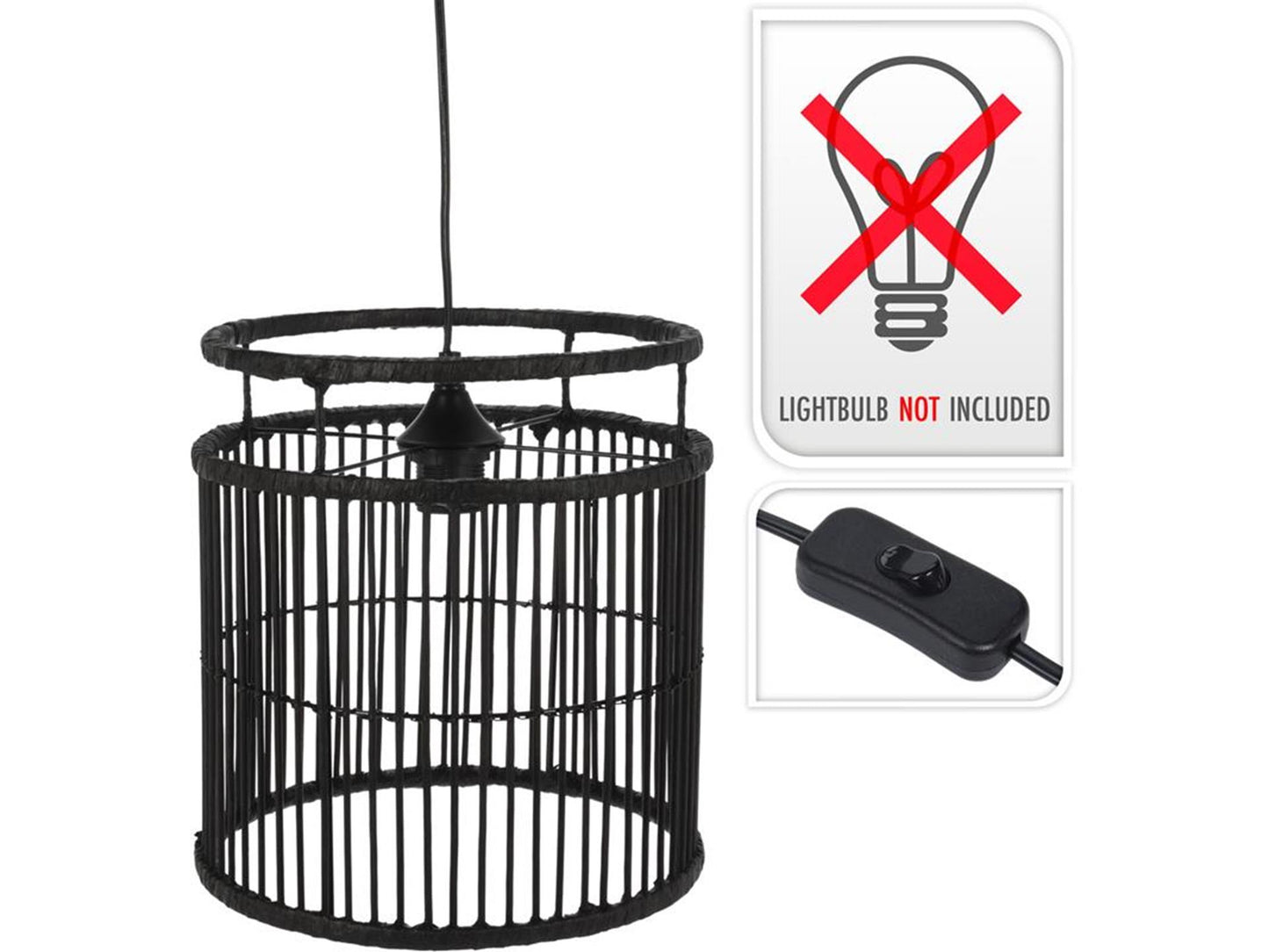 Home styling hanglamp 28x28x30cm zwart