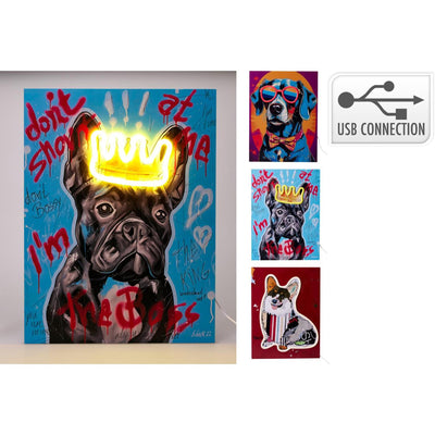 Home styling schilderij neon dog 30x40cm met usb aansluiting