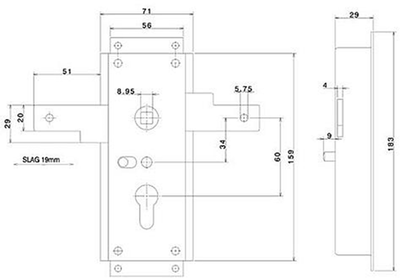 Nemef 1846 2 garageslot | pc60mm | slotkast staal verzinkt 59x159mm | stangen horizontaal | niet verend | 5.8mm aansluiting | dag- en nachtfunctie | dr 1+2+3+4 - 9184602010