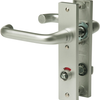 Nemef 3252 wc ls beslag kortschild afgerond | d kruk-kruk | beslagset | geveerd | krukstift 8mm | f1 aluminium | wc72 | draairichting links - 9325222722