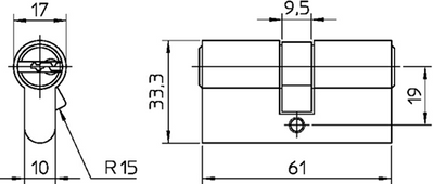 Nemef dubbele profielcilinder 142 9 | 3 sleutels | blister | 61 mm - 9014209290