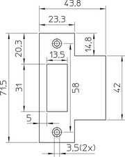 Nemef p1255 sluitplaat | rvs 23.3x71.5mm rechthoekigdm| dr 1+2+3+4 - 9125590170 - afbeelding 2