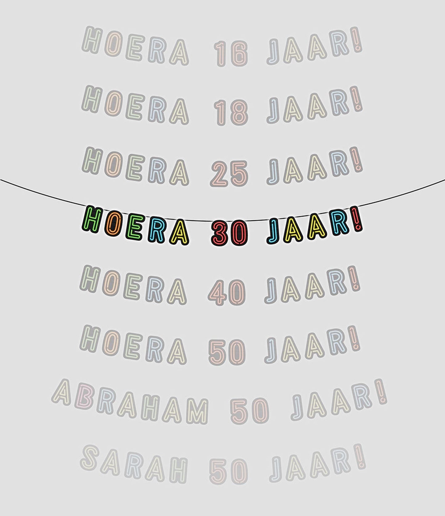 Paperdreams neon slinger 5m - hoera 30 jaar!