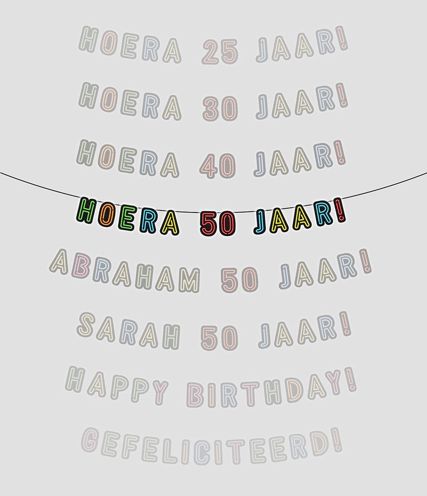 Paperdreams neon slinger 5m - hoera 50 jaar!