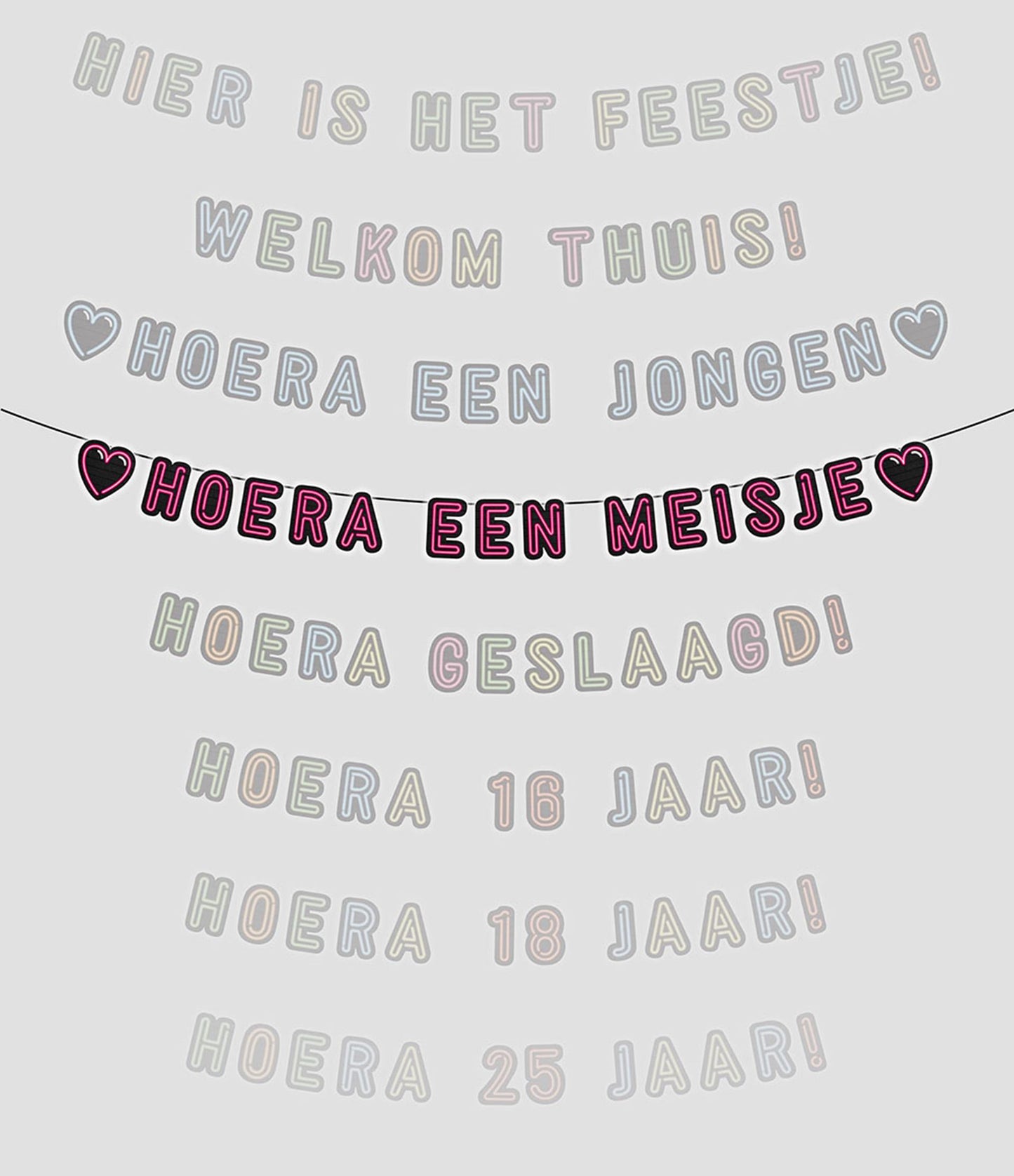 Paperdreams neon slinger 5m - hoera een meisje!