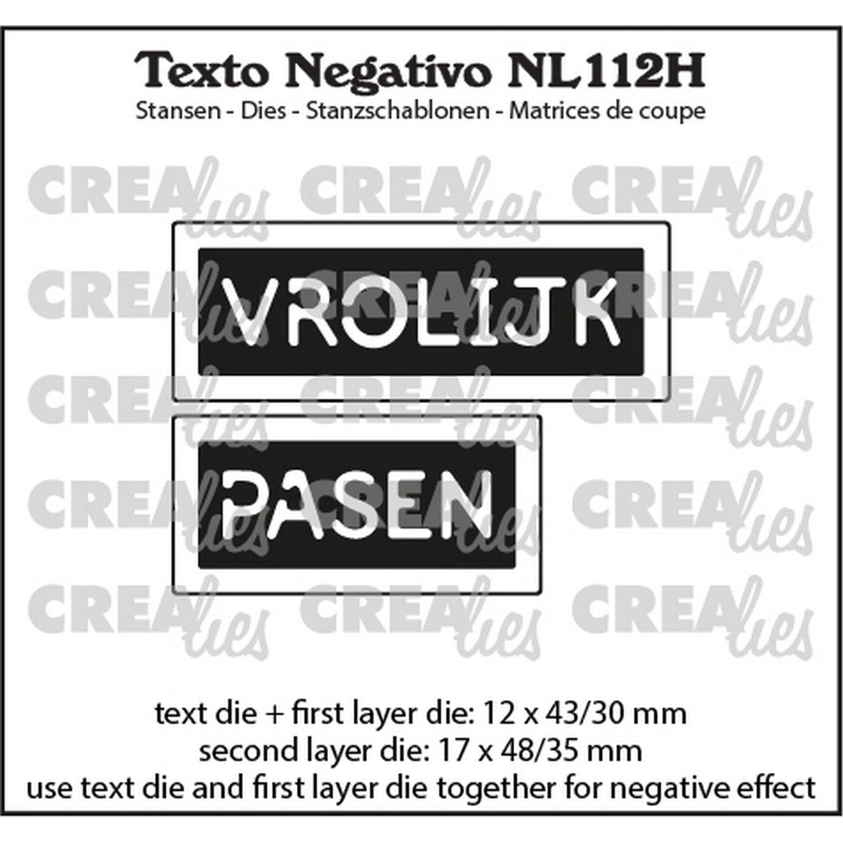 Crealies • texto negativo nl: vrolijk pasen (horizontaal)