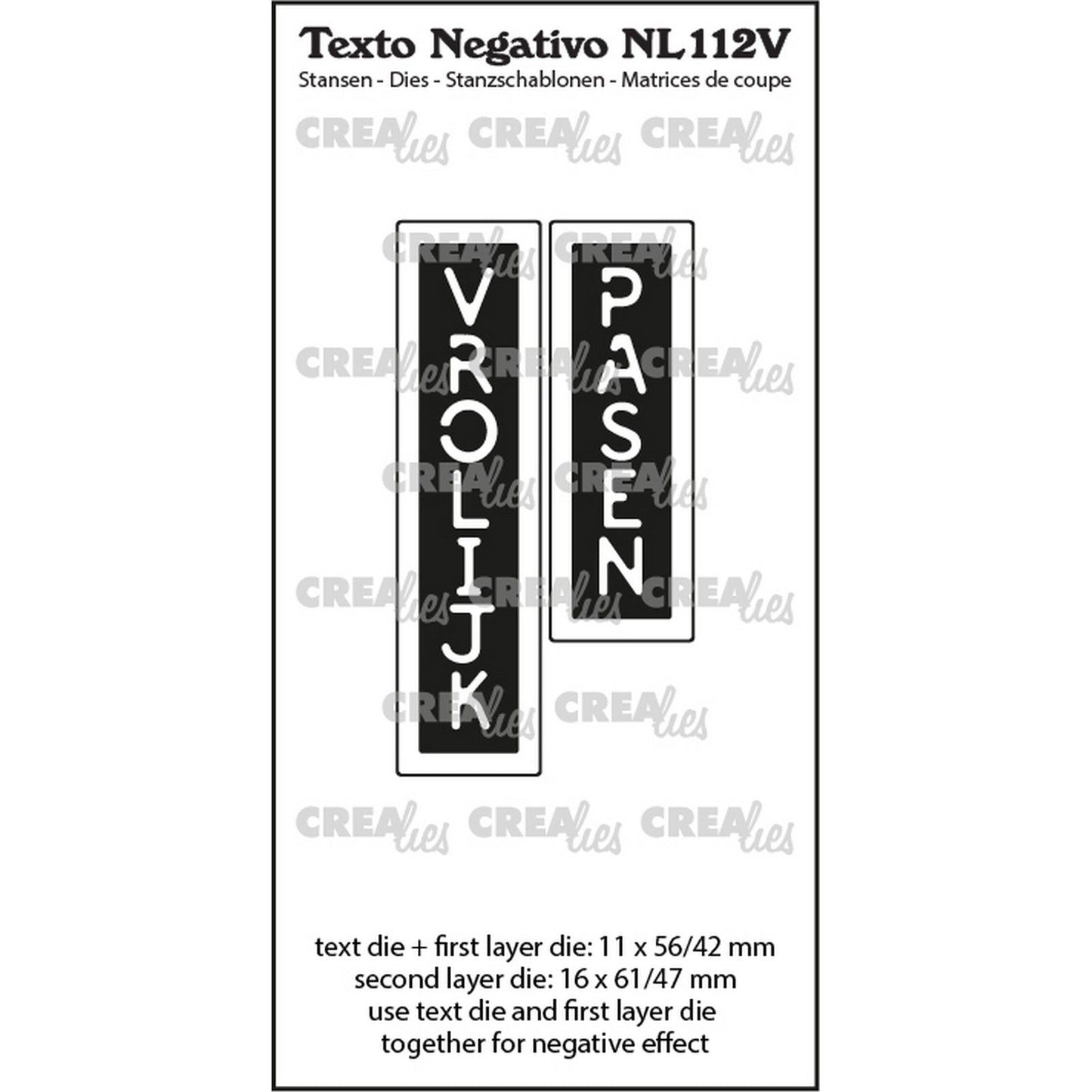 Crealies • texto negativo nl: vrolijk pasen (verticaal)