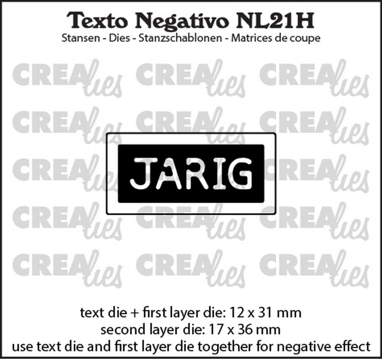 Crealies • texto negativo jarig (horizontaal)