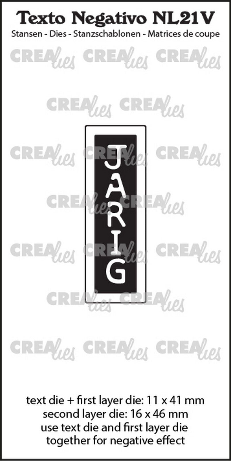Crealies • texto negativo jarig (verticaal)