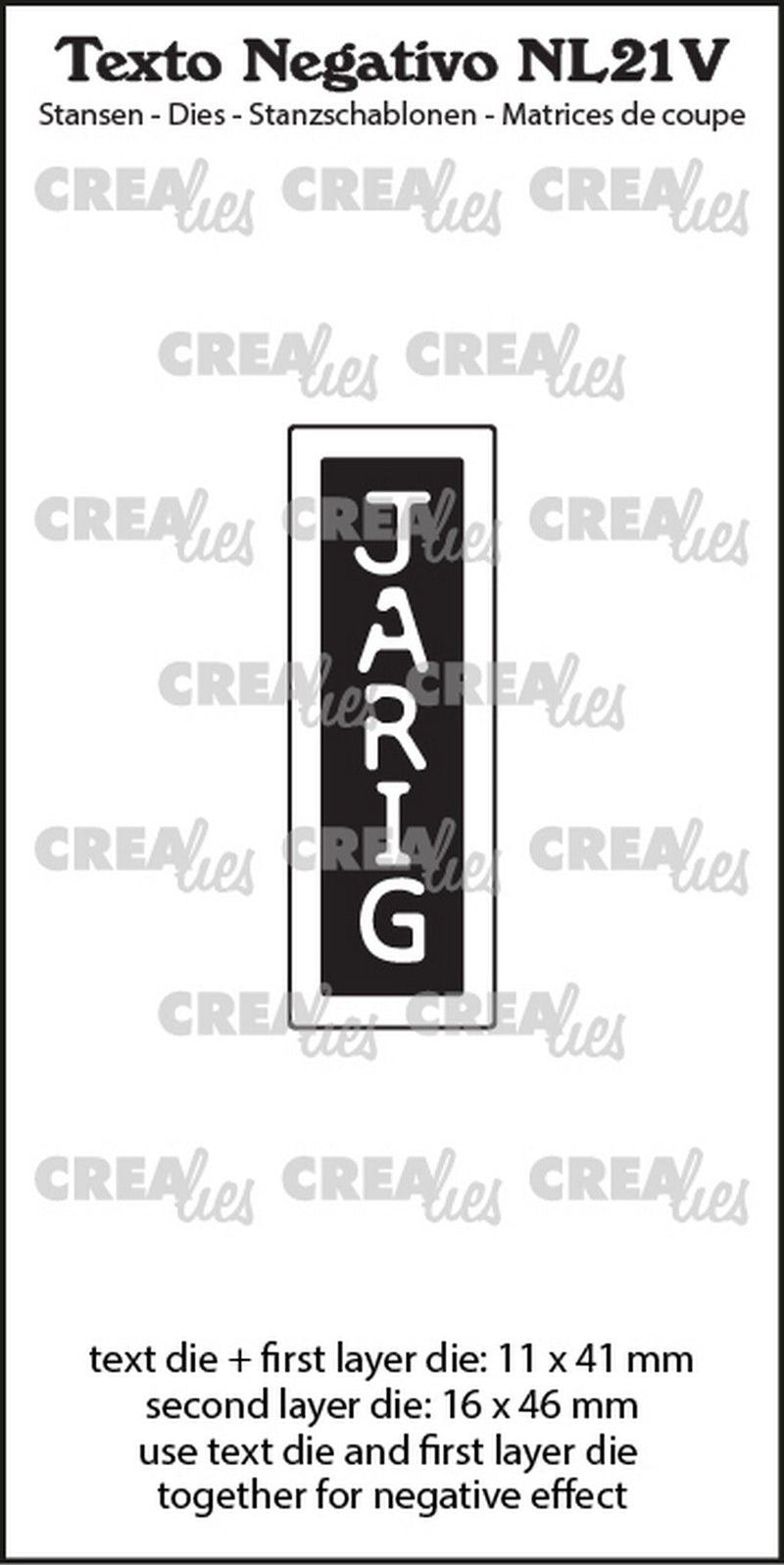 Crealies • texto negativo jarig (verticaal)