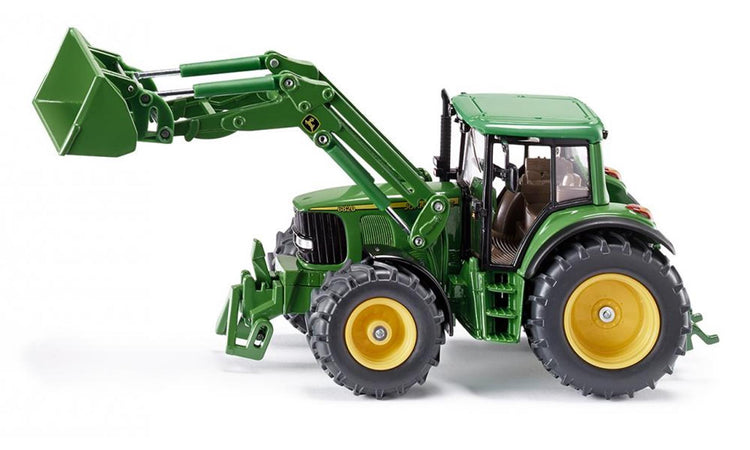 Siku 3652, john deere tractor met voorlader, 1:32, metaal kunststof, groen, beweegbare voorlader, verwijderbare bestuurderscabine