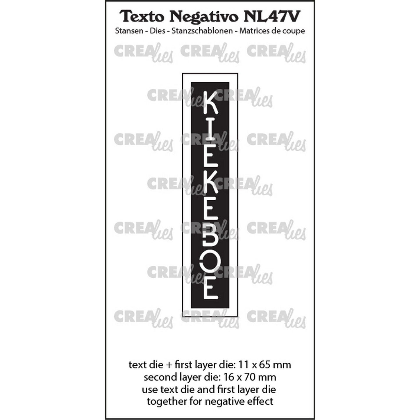 Crealies • texto negativo kiekeboe (verticaal)