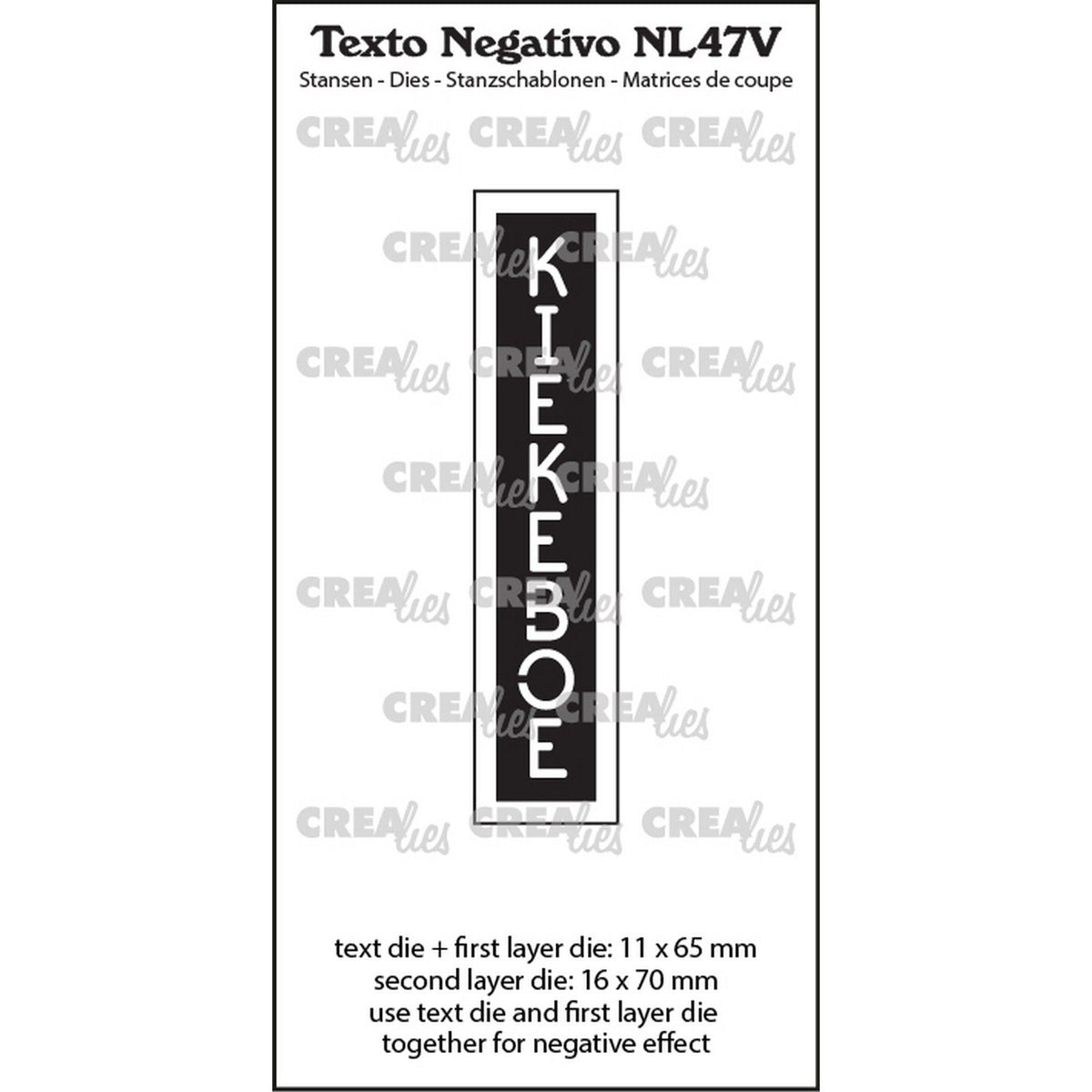 Crealies • texto negativo kiekeboe (verticaal)