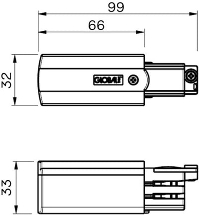 Nordic aansluitstuk tbv. rail wit links 3-fasen 5050015