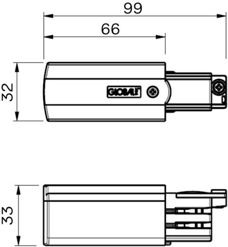 Nordic aansluitstuk tbv. rail wit links 3-fasen 5050015