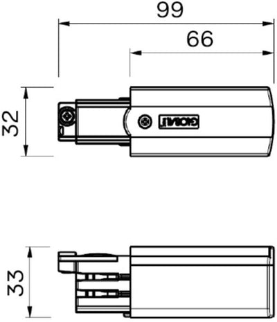 Nordic aansluitstuk tbv. rail zwart rechts 3-fa 5050021