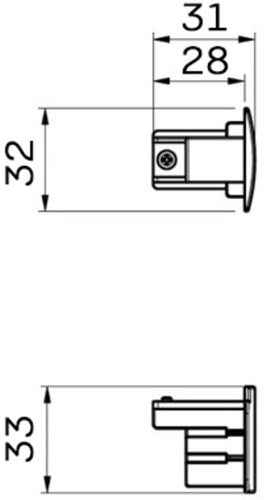 Nordic eindkap tbv. rail zwart 3-fasen 5050301