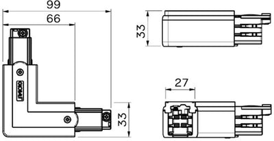 Nordic hoekstuk vast 90gr. tbv. rail alu links 5050035