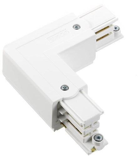 Nordic hoekstuk vast 90gr. tbv. rail wit links 5050030