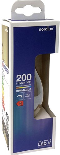 Enzo nordlux led tipkaars e14 3-21w 2200k filament spiraal gold dimbaar - 2760020