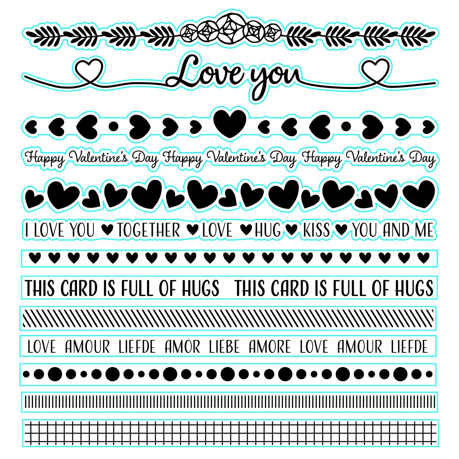 Nellie's choice • clear stamps strips love hugs 13st.