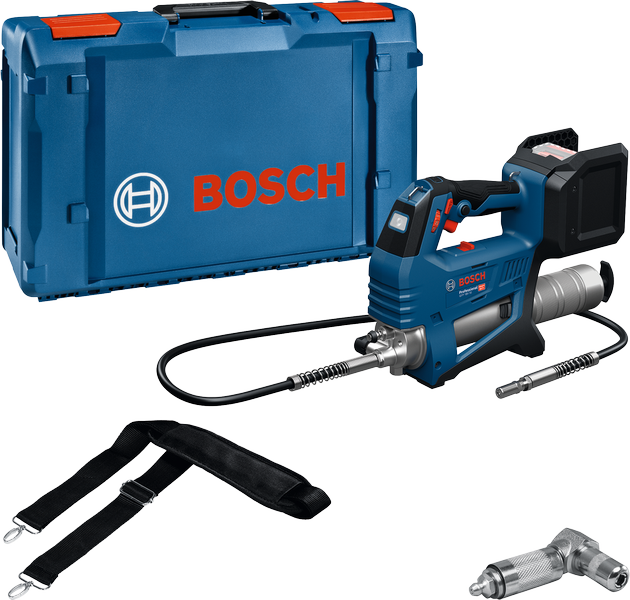Bosch blauw gfp 18v-10 accuvetspuit | solo in xl-boxx | incl. 90 koppeling en schouderband | zonder accu en lader - 06019n6001