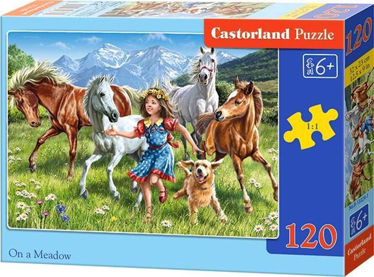 castorland puzzel meisje en paarden in bergweide 120 stukjes