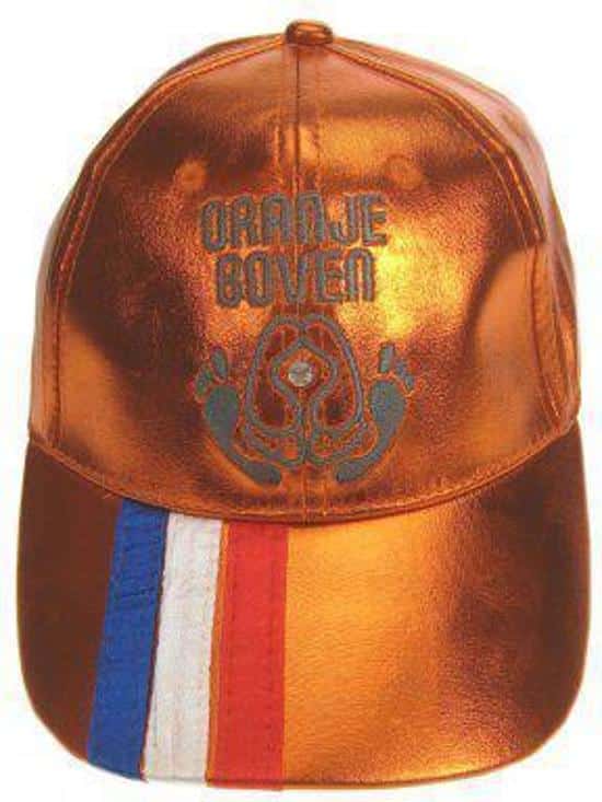 Van der doelen oranje boven petje met elastiek achter
