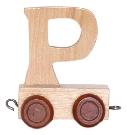 houten letter p met wieltjes 6 cm hoog