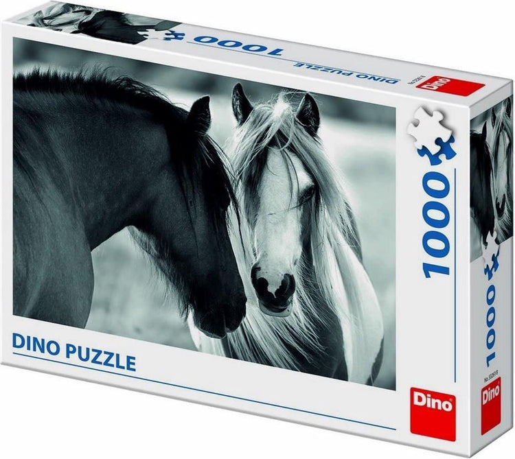 Dinotoys dino puzzel - paarden in zwart-wit - 1000 stukjes