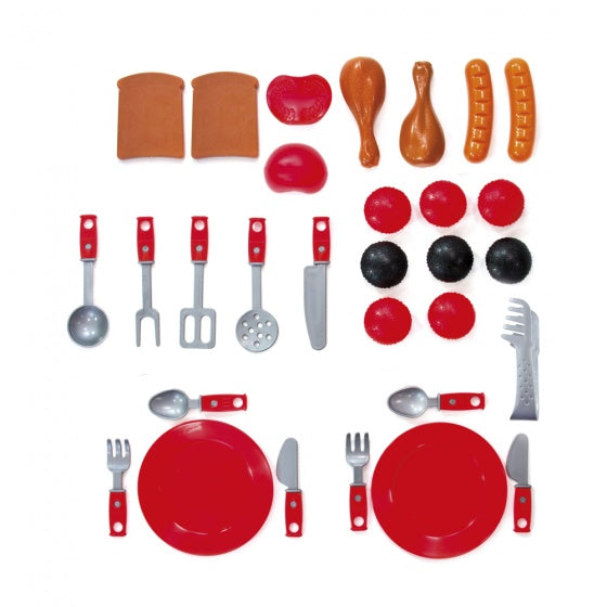 Paradiso toys Speelgoedbarbecue 50 cm 30-Delig Rood zwart