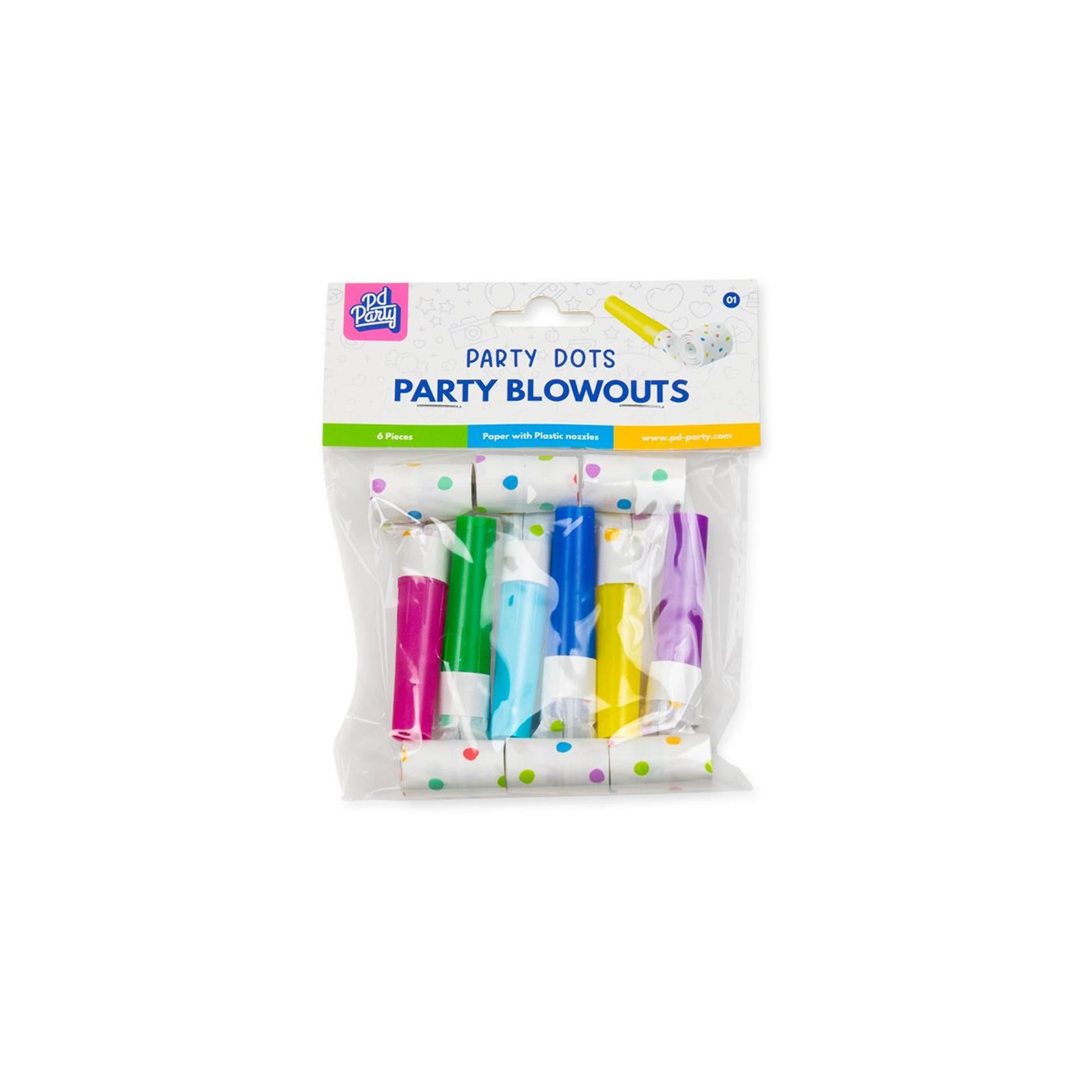 Paperdreams party roltong - party dots - 10cm papier plastic- pak a 6 stuks