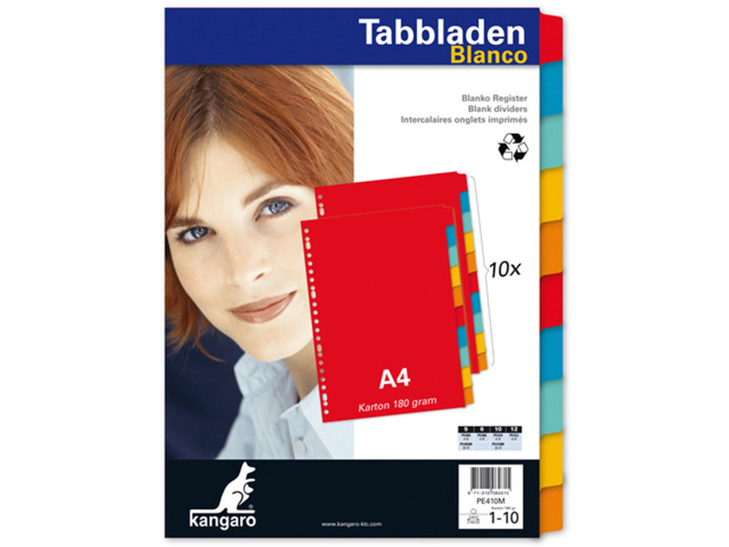 Kangaro tabblad a4 blanco karton 180 grams assorti 23-gaats 10-delig