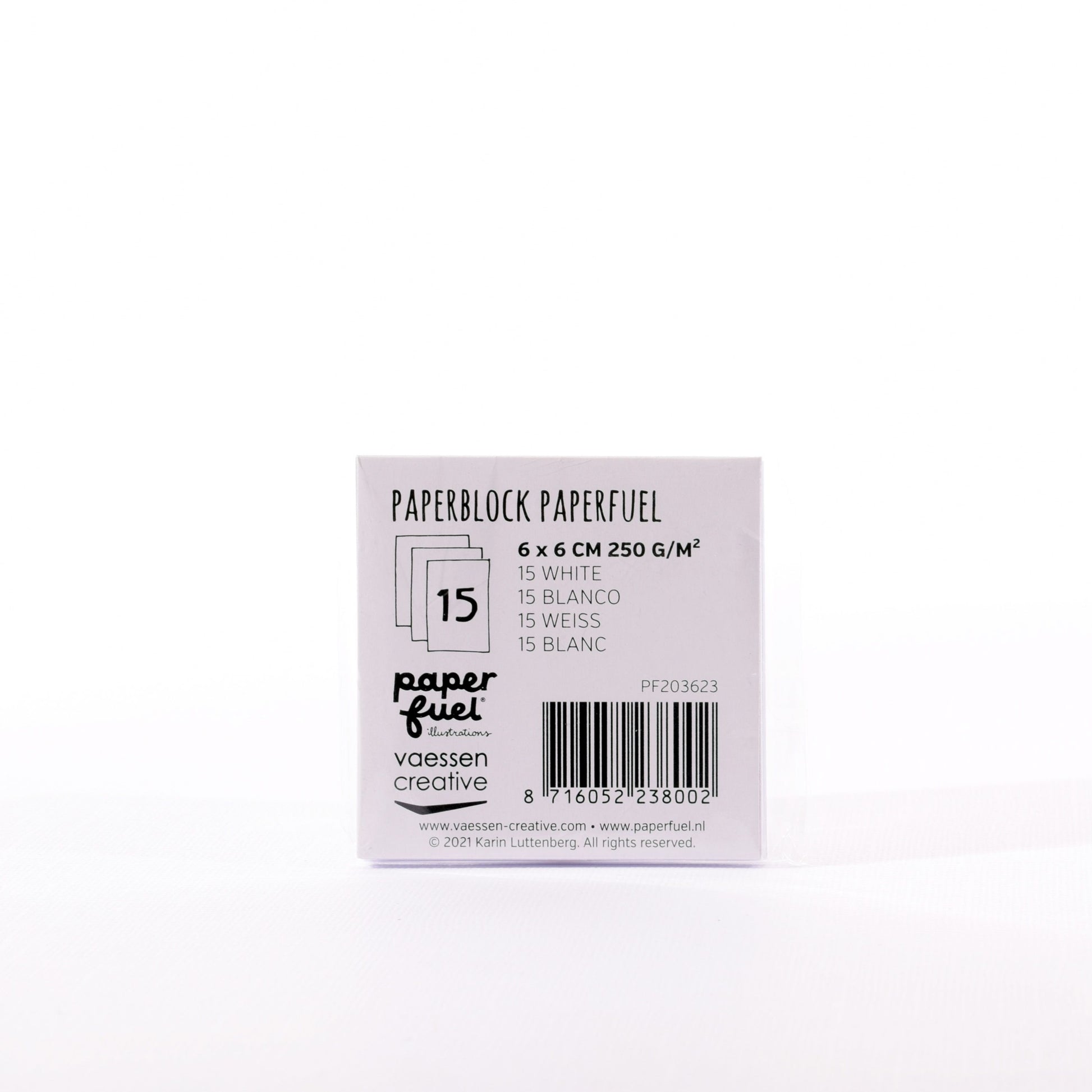 Paperfuel • tekenpapier 6x6cm 250gr wit 15vellen