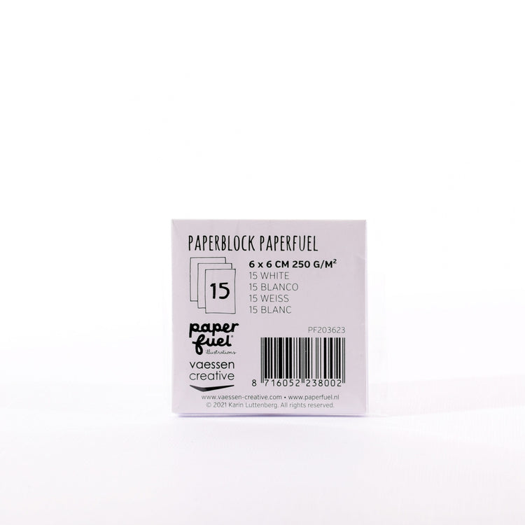Paperfuel • tekenpapier 6x6cm 250gr wit 15vellen