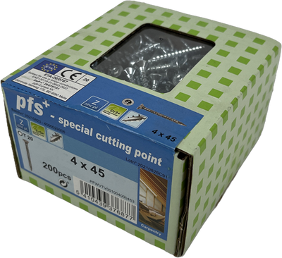 Pgb-europe pfs+ | spaanplaatschroef pfs+ vzk-t ø 4,0x45 zn - 200 stuks - pfwvtv001004000453