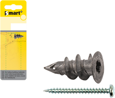 Pgb-europe smart | zelfb. gipskartonplug +schroef ø 15x29 zn | 6 st smgkps00101h